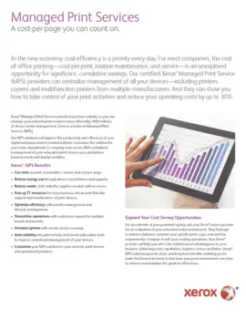 a cost per page that you can count on, MPS, Managed Print Services, Xerox, Alliance Document Technologies