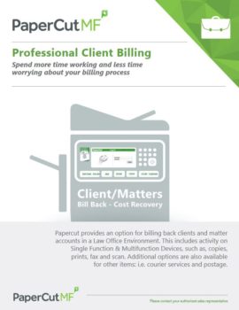 Professional Client Billing Cover, Papercut MF, Alliance Document Technologies, Elko, Nevada, NV, Ruby Mountains