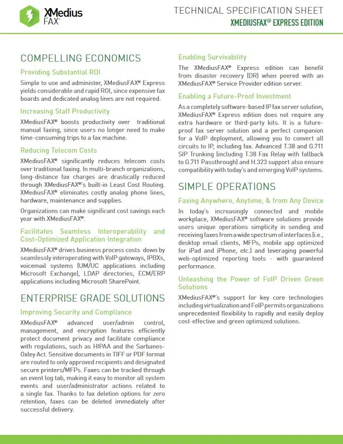 Xmedius Fax Express Edition Brochure, XMedius Fax, Alliance Document Technologies